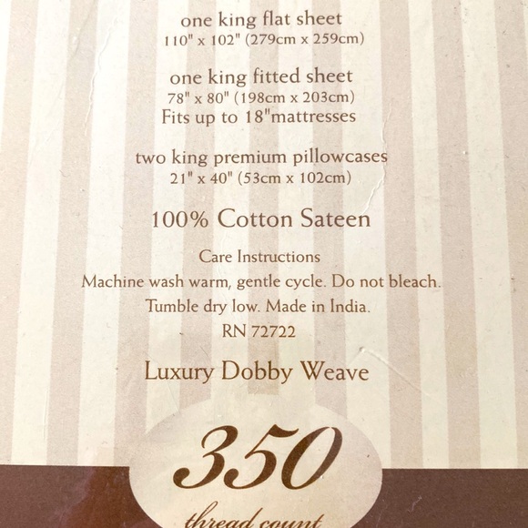 Bed & Breakfast 350 thread 4 pc King sheet set. 100% cotton sateen NWTags - Picture 8 of 9